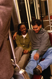 Couple on train